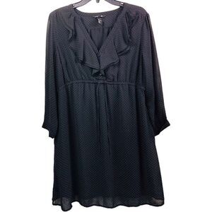 H&M Mama Black White Polka Dots Long V-neck Ruffled Dress